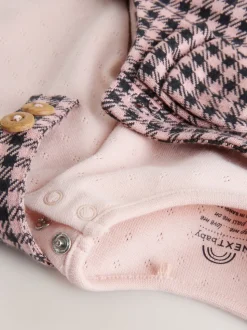 Vichy rose / chocolat - Body à manches longues et salopettes bébé Ensemble 2 pièces (0mois-2ans)