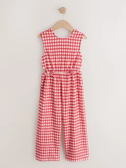 Vichy rouge/écru - Combinaison en jersey Effet froissé (3-16ans)