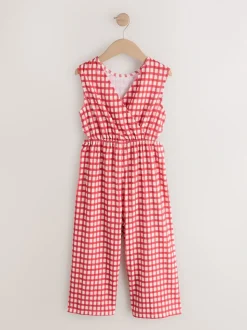 Vichy rouge/écru - Combinaison en jersey Effet froissé (3-16ans)