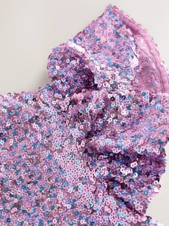 vieux rose - Manches d'ange Sequin Robes de fête (3-16yrs)