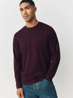 Violet - Ajustement régulier - T-shirt à manches longues de cou d'équipage