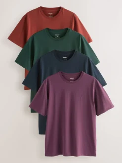 Violet / Bleu bleu marine / Orange / Vert - Ajustement régulier - T-shirt 4 Pack
