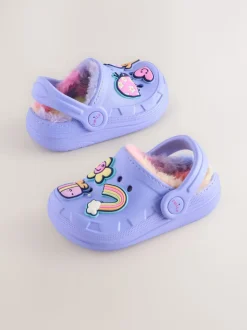 Violet - Chaussons sabots doublés de fausse fourrure