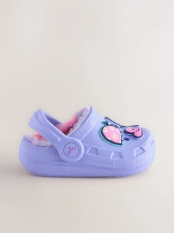 Violet - Chaussons sabots doublés de fausse fourrure