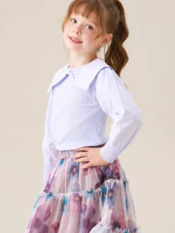 Violet - Chemisier Angel & Rocket Elise à manches longues avec col à nœud