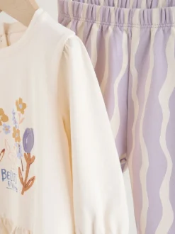 Violet à fleurs - Ensemble 2 Pieces pour T-shirt et Pantalons BÉBÉ (0mois-2ans)