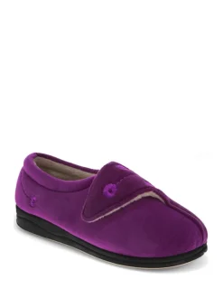 Violet - Pavers femme Chaussons entièrement à fermeture tactile avec semelle permassique