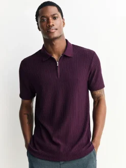Violet - Polo texturé élégant à col zippé