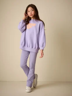 Violet lilas - Ensemble Sweat-shirt et Leggings évasés (3-16ans)