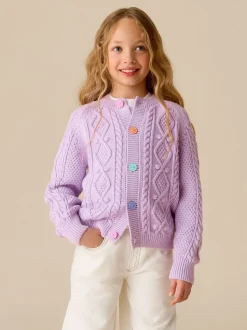 Violet lilas - Little Bird by Jools Oliver Cardigan en Coton Torsade