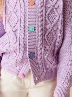 Violet lilas - Little Bird by Jools Oliver Cardigan en Coton Torsade