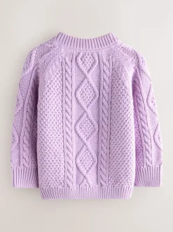 Violet lilas - Little Bird by Jools Oliver Cardigan en Coton Torsade