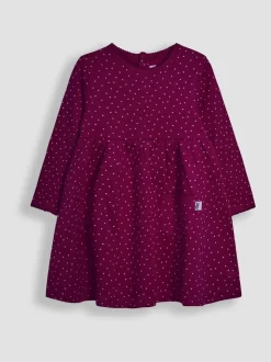 Violet prune - Robe JoJo Maman Bébé en jersey imprimé à pois