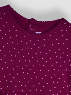Violet prune - Robe JoJo Maman Bébé en jersey imprimé à pois