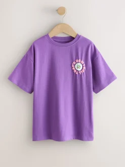 Violet Superpositions - T-shirt oversize imprimé graphique (3-16ans)
