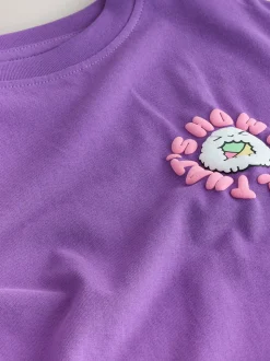 Violet Superpositions - T-shirt oversize imprimé graphique (3-16ans)