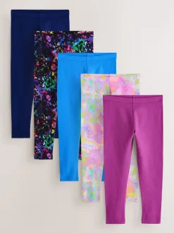 Violet/éclaboussures - Lot de 5 leggings (3-16ans)