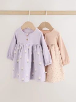 Violet/rose - Lot de 2 robes tissées bébé (0mois-3ans)