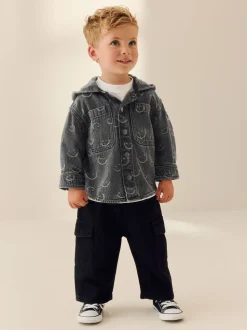 Visage gris - Surchemise à capuche en jean (3mois7ans)