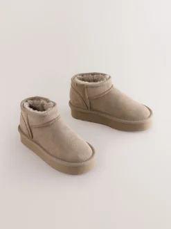 Vison - Flatform Mini Bottes Pull-On en daim doublées chaudes et déperlantes