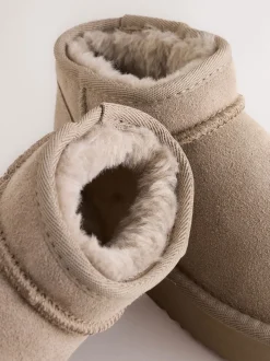 Vison - Flatform Mini Bottes Pull-On en daim doublées chaudes et déperlantes