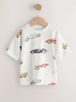 Voiture aquarelle blanche - T-shirt imprimé sur l’ensemble à manches courtes (3 mois7 ans) (3mois7ans)