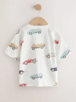 Voiture aquarelle blanche - T-shirt imprimé sur l’ensemble à manches courtes (3 mois7 ans) (3mois7ans)