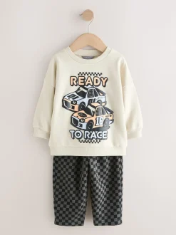 Voiture écrue - Ensemble Sweat-shirt et Joggings à Col rond (3mois7ans) (3mois7ans)