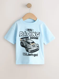 Voiture de course noir/gris - Lot de 3 t-shirts graphiques à manches courtes (3mois7ans)