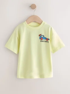Voitures bleu/vert/rouge/orange/jaune - Lot de 5 petits T-shirts graphiques à manches courtes (3mois-7ans)