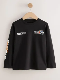 Voitures noir/blanc/gris - Lot de 3 T-shirts à manches longues coupe décontractée avec imprimé graphique (3-16ans)