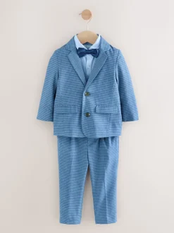 Vérification bleue - Ensemble blazer, chemise, pantalon et nœud papillon (3 mois à 9 ans)
