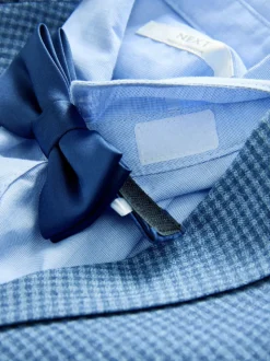 Vérification bleue - Ensemble blazer, chemise, pantalon et nœud papillon (3 mois à 9 ans)