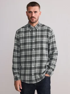 Vérification grise - Chemise à carreaux Signature à manches longues