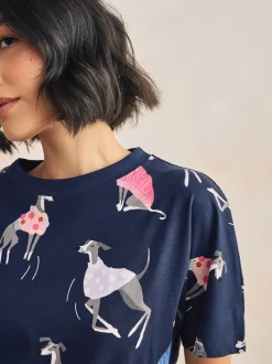 Whippet bleu marine - Pyjamas ensemble shorts en 100 % coton