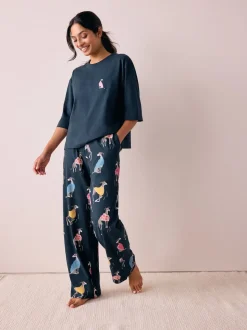 Whippet bleu marine - Pyjama en jersey à manches courtes