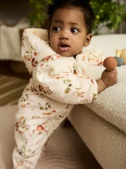 Woodland écru imprimé à capuche - Combinaison bébé en nylon (0mois à2ans)