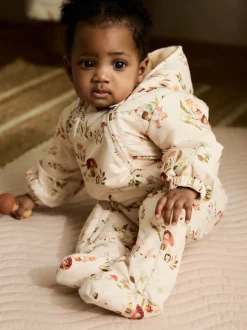Woodland écru imprimé à capuche - Combinaison bébé en nylon (0mois à2ans)