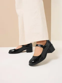 Yours Curve Chaussures Mary Jane vernies mi-hautes coupe extra large