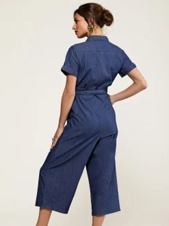 Yumi 100% Coton Denim Button Jumpsuit