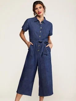 Yumi 100% Coton Denim Button Jumpsuit