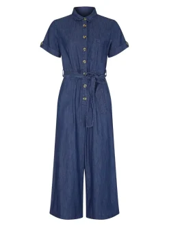 Yumi 100% Coton Denim Button Jumpsuit